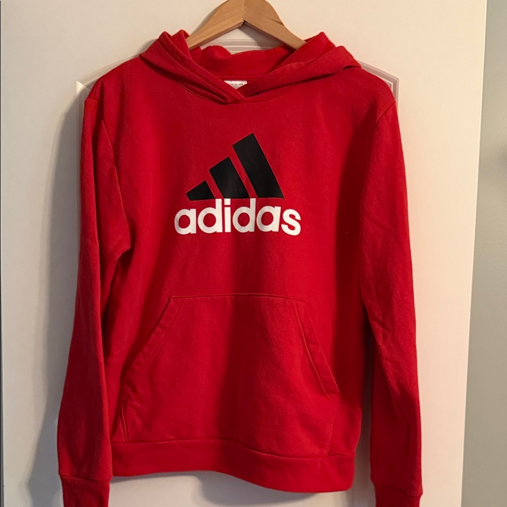 Boy’s Adidas Bold Red Hoodie with Black Logo